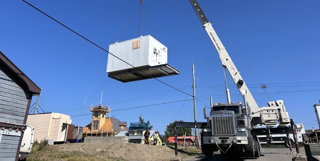 Northwestel infrastructure being installed in Atlin in August 2024