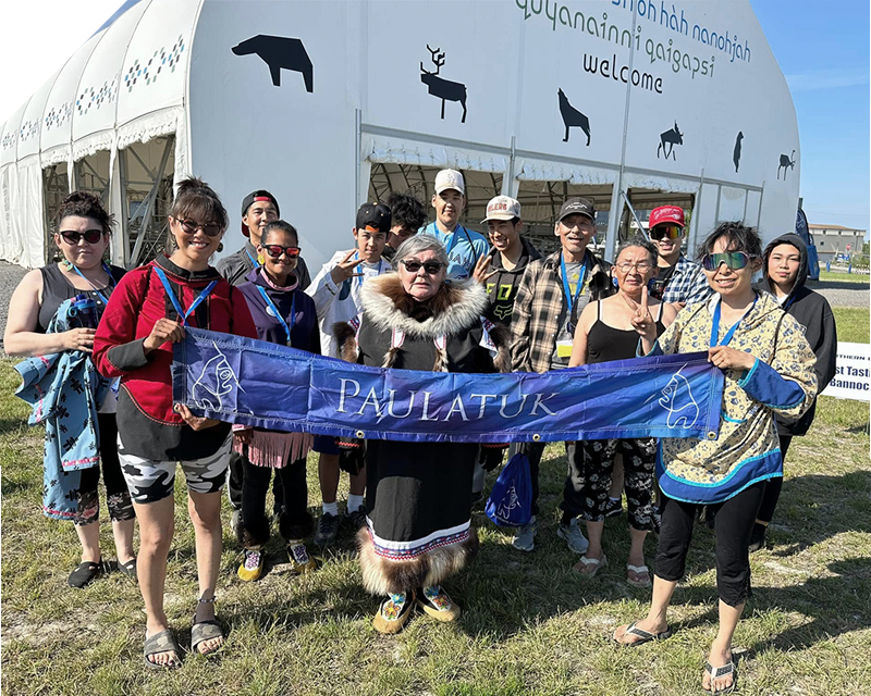 Representatives from Paulatuk at the 2024 Northern Games Opening Ceremonies (Photo credit: Northern Games)