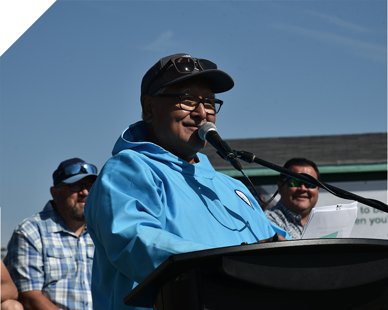 Gerry Kisoun at the Opening Ceremonies of the 55th annual Northern Games in the summer of 2024 (Photo credit: Jason Lau | ICS)