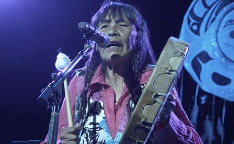 Jessie Peter of Ross River performs in the Kaska language