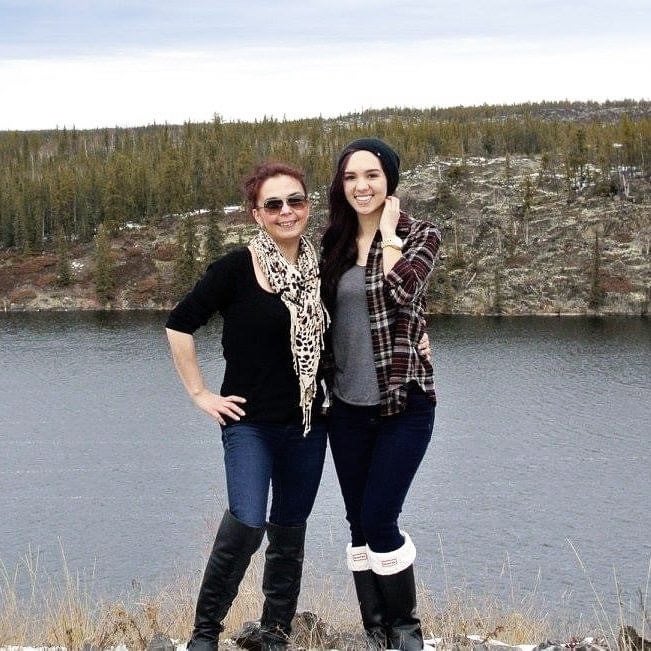 Carmen pictured with her daughter in Yellowknife