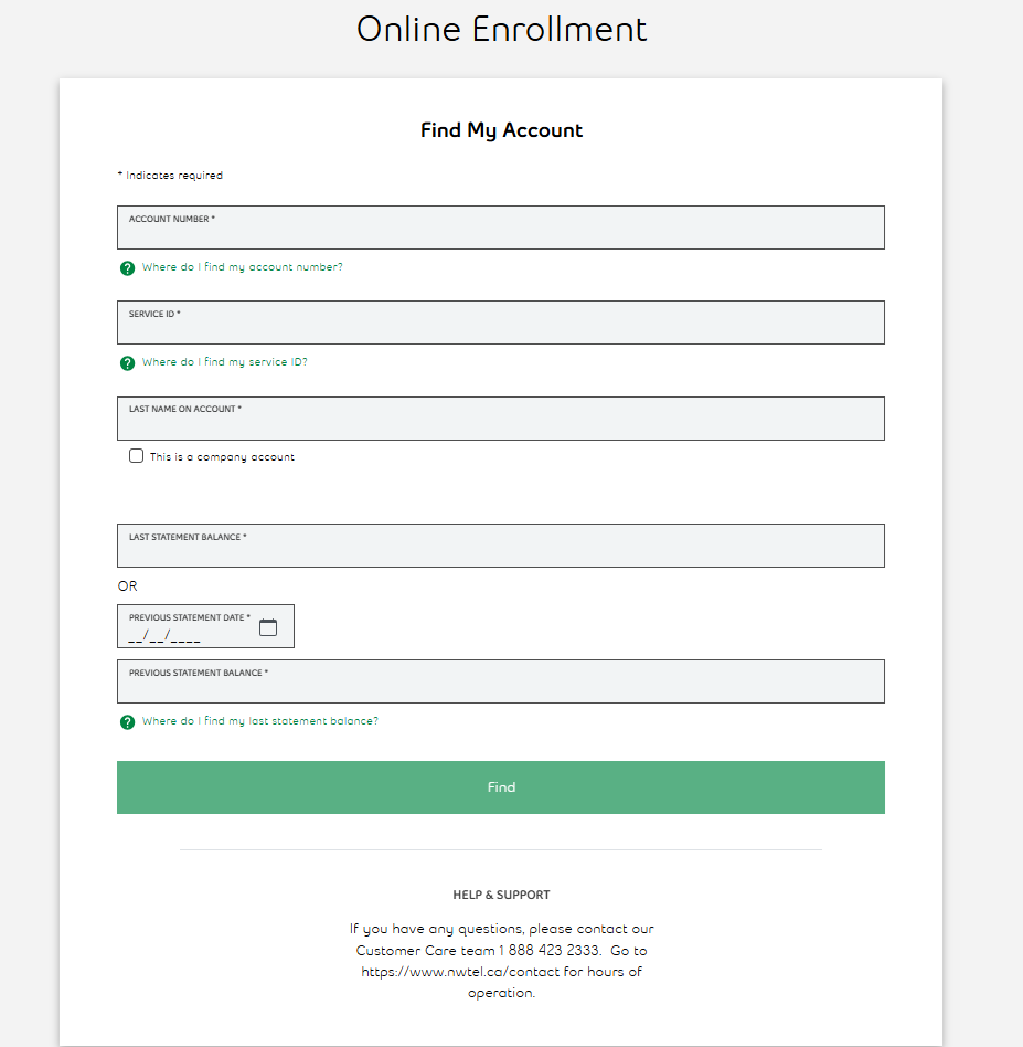Online Enrollment Form