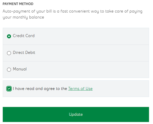 Auto Pay Credit Card Select