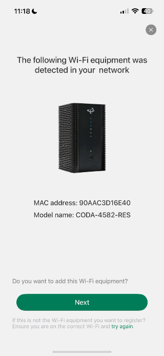 The following Wi-Fi equipment was detected in your network