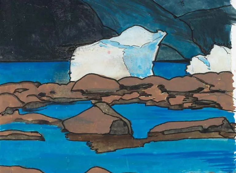 Tidal Flats at Pangnirtung Ford: Art by Meeka Kilabuk