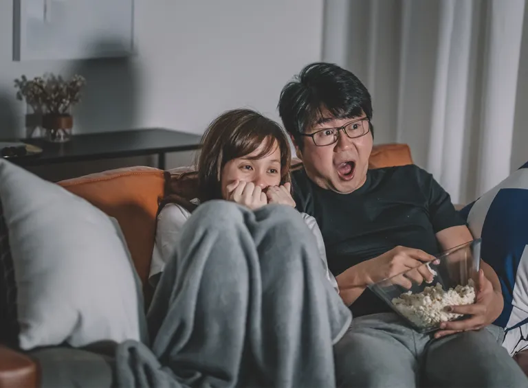 scared on couch