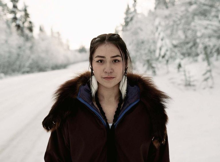 Shania Noksana Woman standing on snowy road