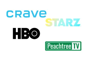 CRAVE, STARZ, HBO and Peachtree tv logos